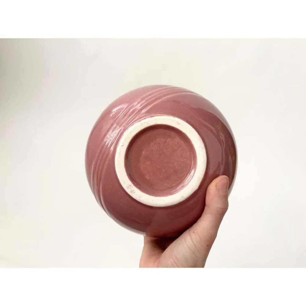 Dusty Rose Minimalist Bulbous Glazed Pottery Midcentury Modern 1980's Vase